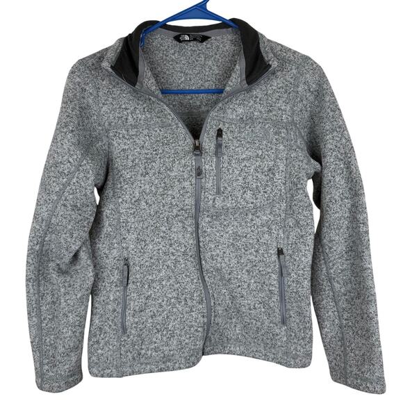 Boy's North Face Fleece Quarter Zip Long Sleeve Jacket Gray Thermal-Medium 10-12 - Picture 1 of 4